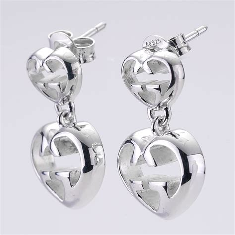 gucci silver earrings heart|Gucci britt silver drop earrings.